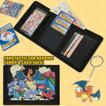 Pokemon Wallet Kids Teenagers Anime Trifold Canvas Wallet with ID Pocket Coin Purse & Keyring Pikachu Gift Set for Travel Outdoors Sports Gamer Gifts (Black/Multi) - Get Trend