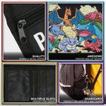 Pokemon Wallet Kids Teenagers Anime Trifold Canvas Wallet with ID Pocket Coin Purse & Keyring Pikachu Gift Set for Travel Outdoors Sports Gamer Gifts (Black/Multi) - Get Trend