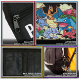 Pokemon Wallet Kids Teenagers Anime Trifold Canvas Wallet with ID Pocket Coin Purse & Keyring Pikachu Gift Set for Travel Outdoors Sports Gamer Gifts (Black/Multi) - Get Trend