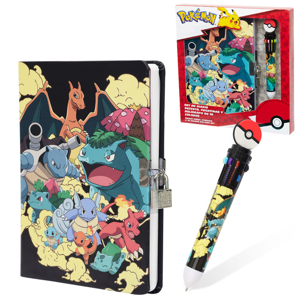 Pokemon Stationery Supplies Set - Kids Diary with Lock, Notebook, Pencil Case, Pens