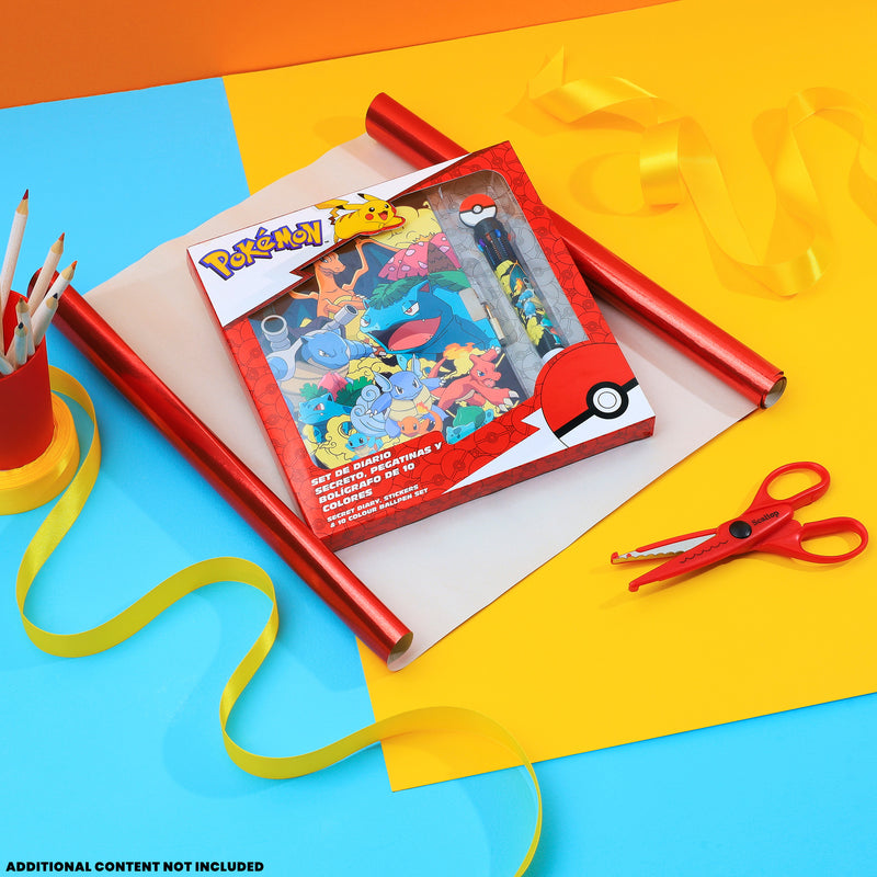 Pokemon Stationery Supplies Set - Kids Diary with Lock, Notebook, Pencil Case, Pens