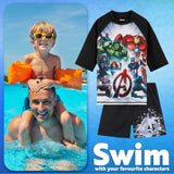 Get Trend Marvel | Avengers Swimsuit Set for Boys Teenagers 2 Pcs with Swimming Trunks Boys Rash Vest for Swimming Beach Trip Holiday Essentials - Get Trend