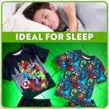 Get Trend Boys Pyjamas 2 Pack Short Sleeve PJs Set for Kids Teens Loungewear