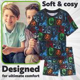 Get Trend Boys Pyjamas 2 Pack Short Sleeve PJs Set for Kids Teens Loungewear