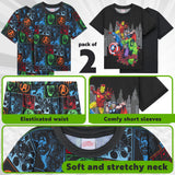Get Trend Boys Pyjamas 2 Pack Short Sleeve PJs Set for Kids Teens Loungewear