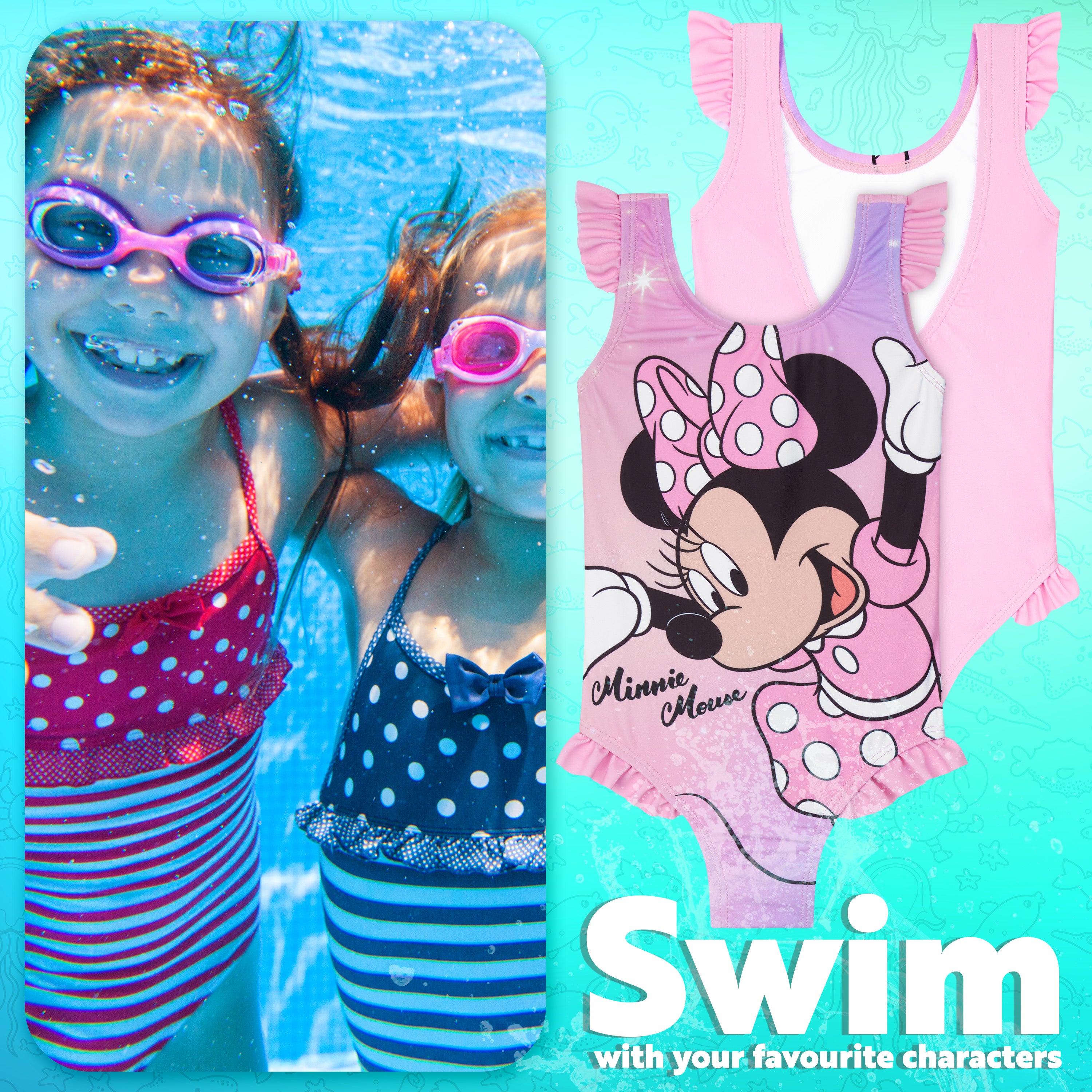 Get Trend Disney | Minnie mouse Girls Swimming Costume Toddlers One Piece Stretchy Swimsuit Comfortable Straps Swimwear for Beach Pool Swimming Holiday Essentials - Get Trend