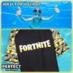 Get Trend | Fortnite Swimsuit Set for Boys Teenagers 2 Pcs with Swimming Trunks Boys Rash Vest for Swimming Beach Trip Holiday Essentials - Get Trend