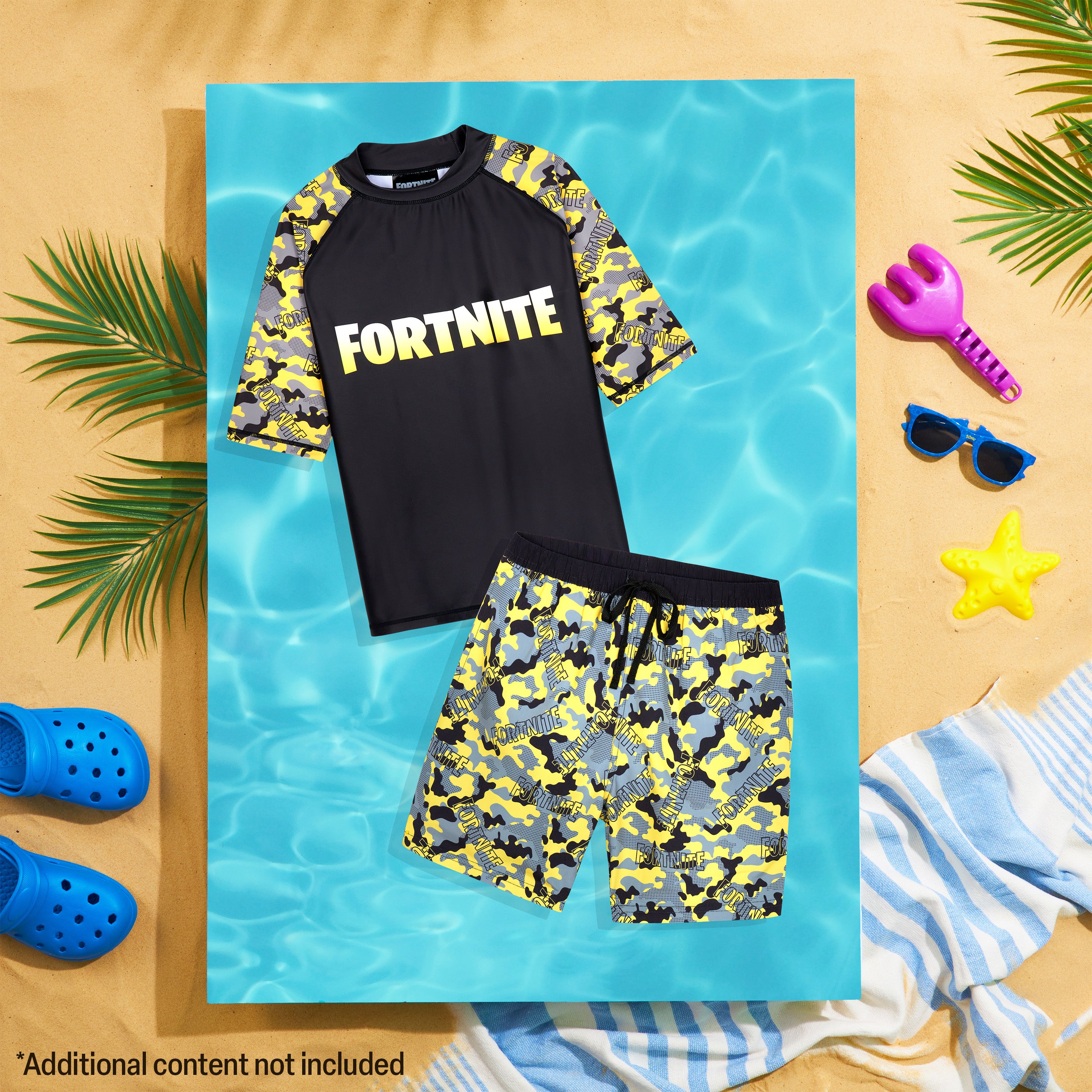 Get Trend | Fortnite Swimsuit Set for Boys Teenagers 2 Pcs with Swimming Trunks Boys Rash Vest for Swimming Beach Trip Holiday Essentials - Get Trend