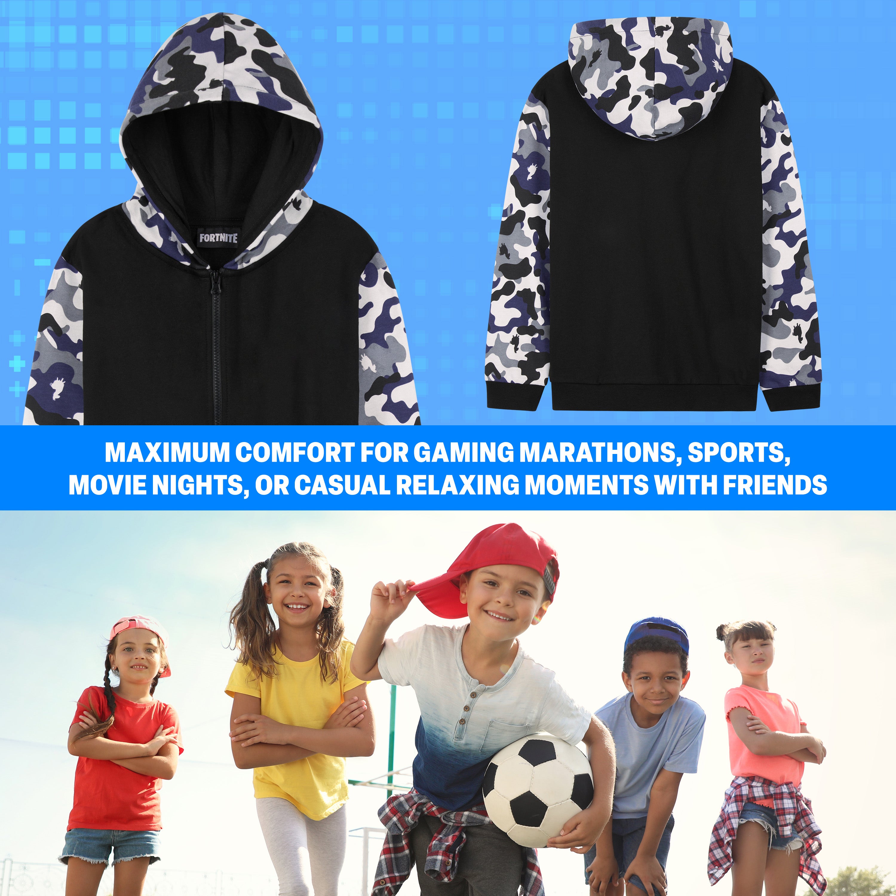 Fortnite Hoodie for Boys Teenagers Zip Up Jacket Warm Hooded Pullover Cosy Zipped Long Sleeve Gaming Sweater Casual Fashion Gaming Gifts for Boys - Get Trend