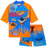 Get Trend Hot Wheels Swimsuit Set for Boys Teenagers 2 Pcs with Swimming Trunks Boys Rash Vest for Swimming Beach Trip Holiday Essentials - Get Trend