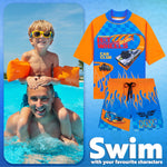 Get Trend Hot Wheels Swimsuit Set for Boys Teenagers 2 Pcs with Swimming Trunks Boys Rash Vest for Swimming Beach Trip Holiday Essentials - Get Trend