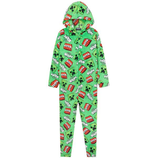 Minecraft Boys Fleece Onesie, Hooded Onesie Pyjamas - Gifts for Gamers