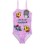 Get Trend Minecraft | Girls Swimming Costume Toddlers One Piece Stretchy Swimsuit Comfortable Straps Swimwear for Beach Pool Swimming Holiday Essentials - Get Trend
