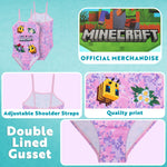 Get Trend Minecraft | Girls Swimming Costume Toddlers One Piece Stretchy Swimsuit Comfortable Straps Swimwear for Beach Pool Swimming Holiday Essentials - Get Trend