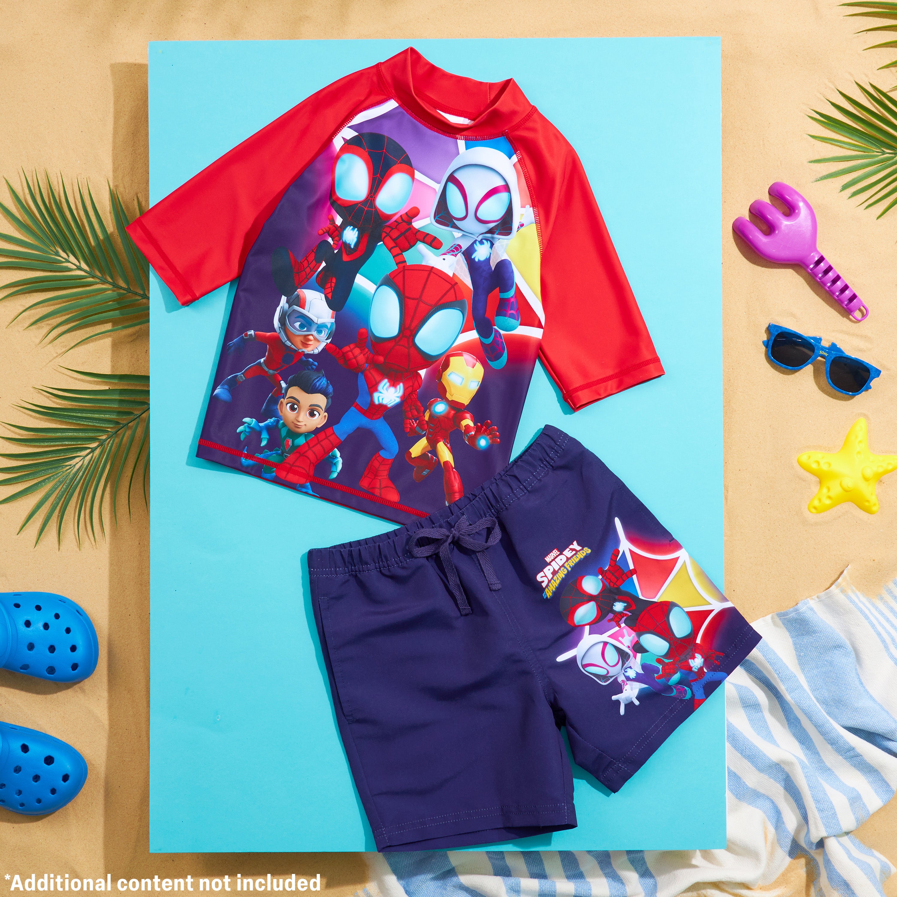 Get Trend Marvel | Spidey Swimsuit Set for Boys Teenagers 2 Pcs with Swimming Trunks Boys Rash Vest for Swimming Beach Trip Holiday Essentials - Get Trend
