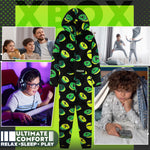 Xbox Onesie for Boys Teens All in One Fleece Pyjamas Hooded Jumpsuit Loungewear - Get Trend
