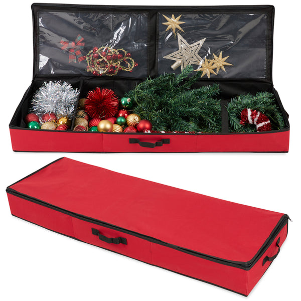 Christmas Tree Storage Bag - Zipped Christmas Storage Tree Bag - Red 100 cm