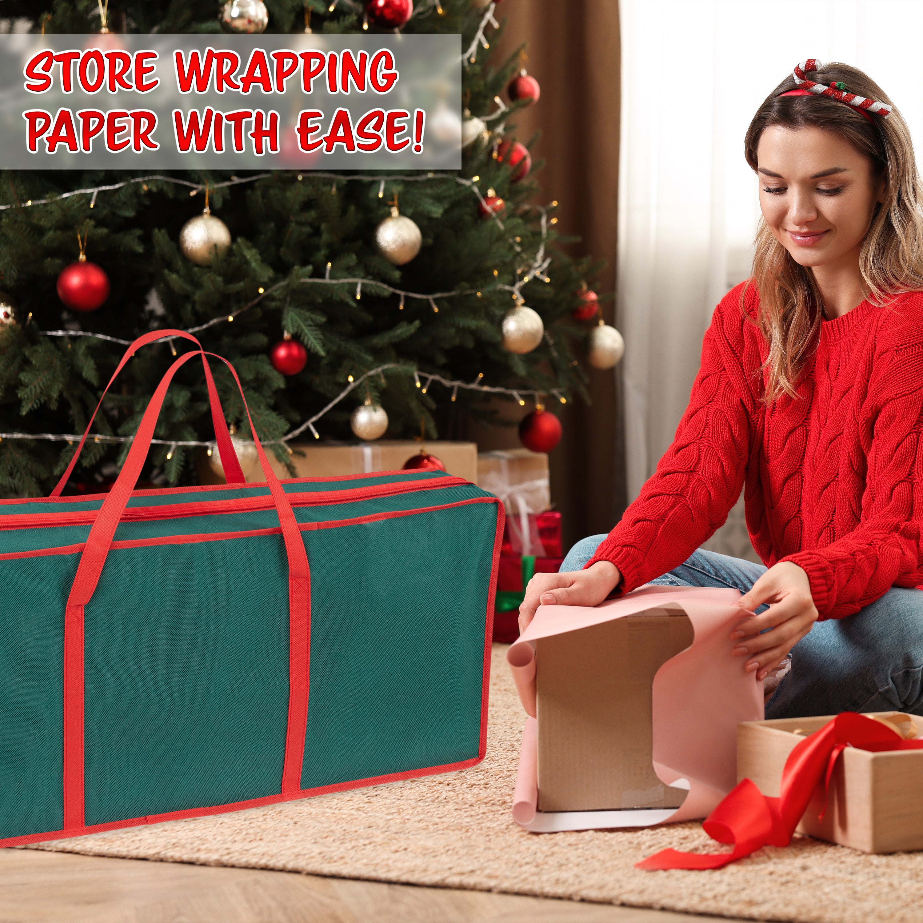 Christmas Tree Storage Bag - Zipped Christmas Storage Tree Bag - Green 82cm - Get Trend