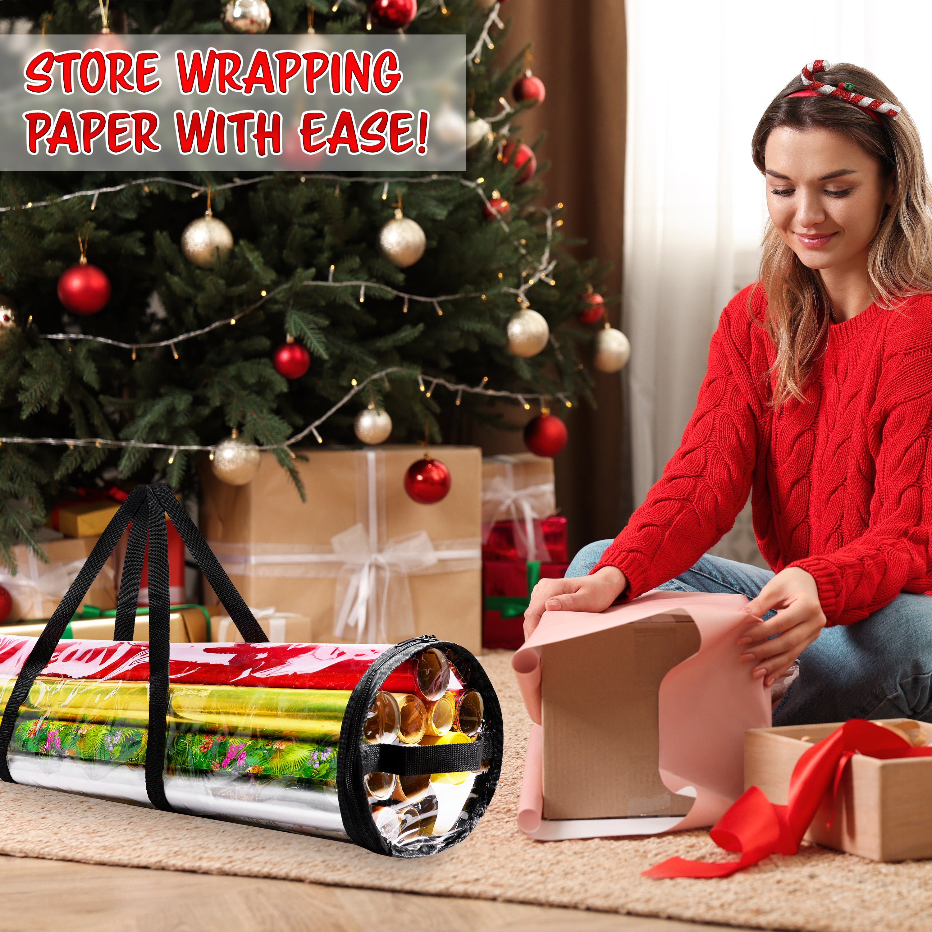 DECO EXPRESS Christmas Wrapping Paper Storage Bag - Clear 79 cm - Get Trend