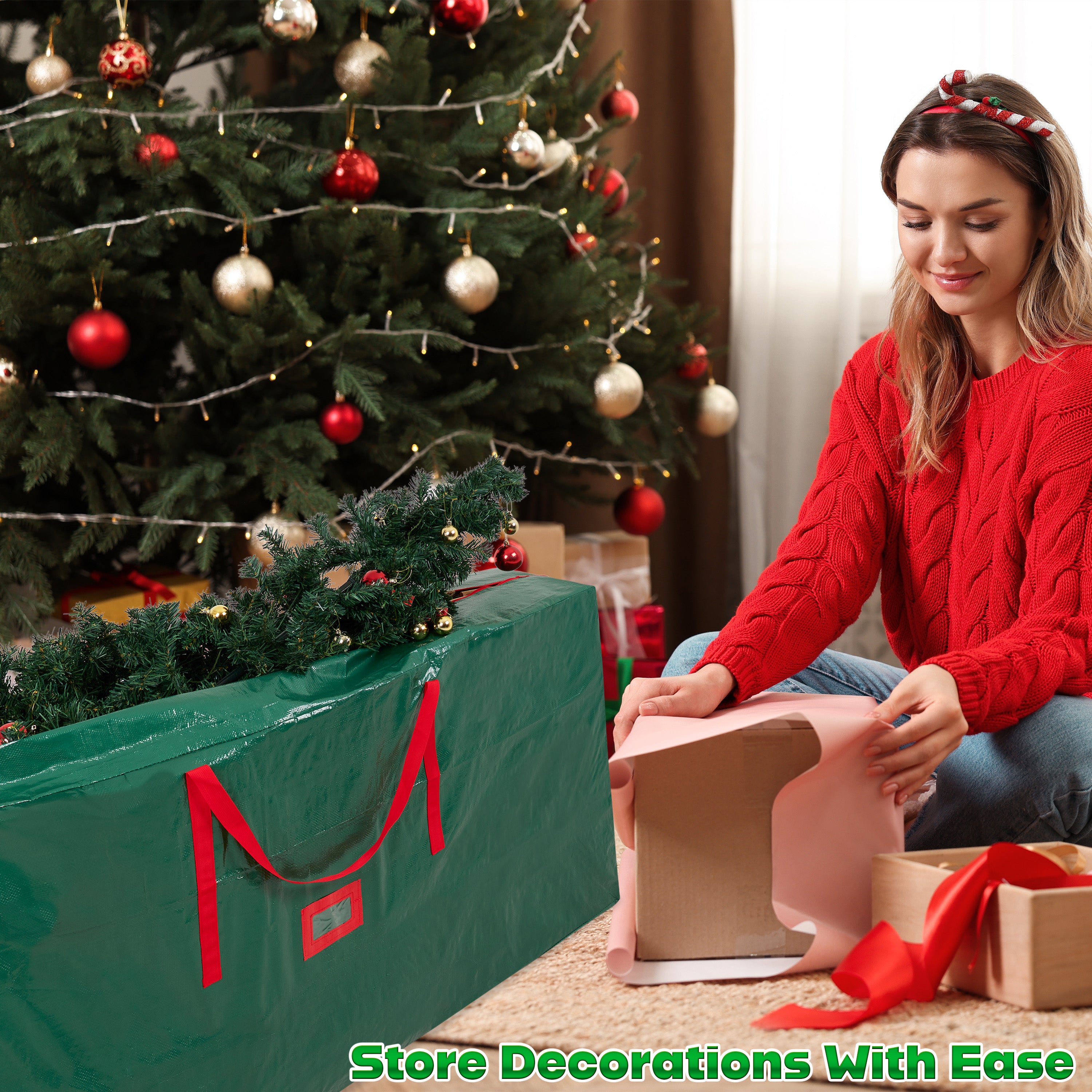 Christmas Tree Storage Bag - Zipped Christmas Storage Tree Bag - Green 160 cm - Get Trend