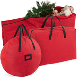 Christmas Ornament Storage Box Christmas Decoration Storage Baubles Box(Red 3 Piece Set)