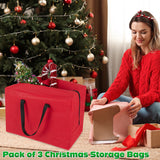 Christmas Ornament Storage Box Christmas Decoration Storage Baubles Box(Red 3 Piece Set)