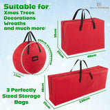 Christmas Ornament Storage Box Christmas Decoration Storage Baubles Box(Red 3 Piece Set)
