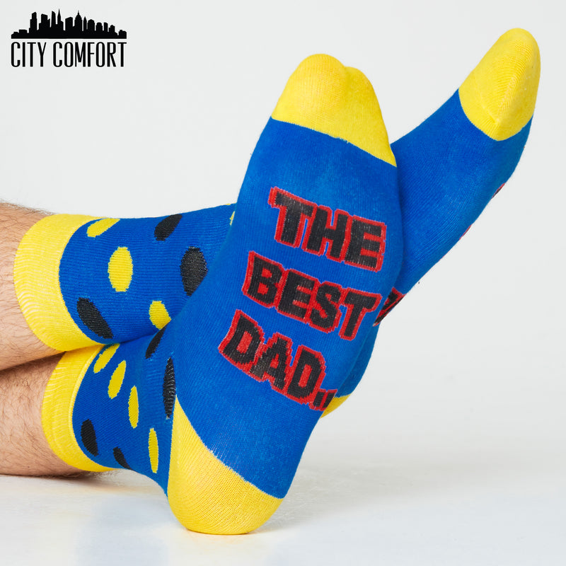 CityComfort Mens Socks - Pack of 5 Crew Socks for Men (Super Dad)