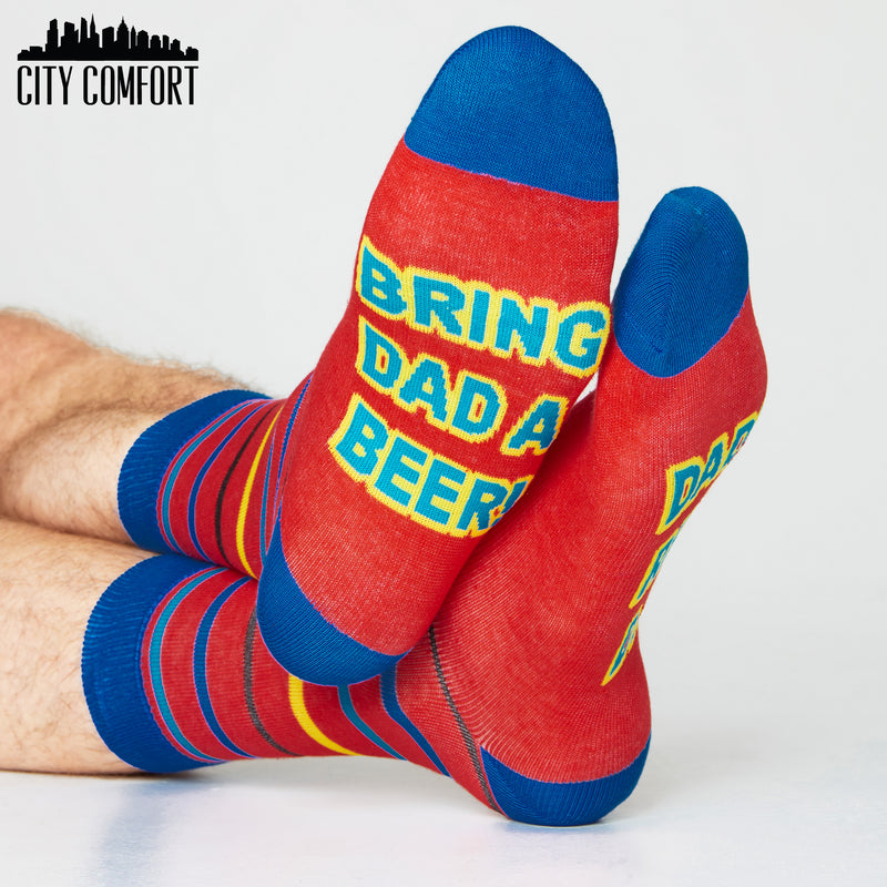 CityComfort Mens Socks - Pack of 5 Crew Socks for Men (Super Dad)