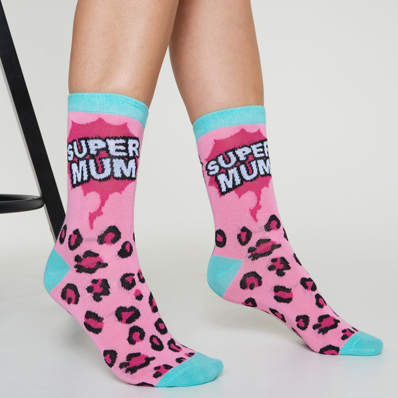CityComfort Socks Women, 5 Pack of Crew Socks - Super Mom
