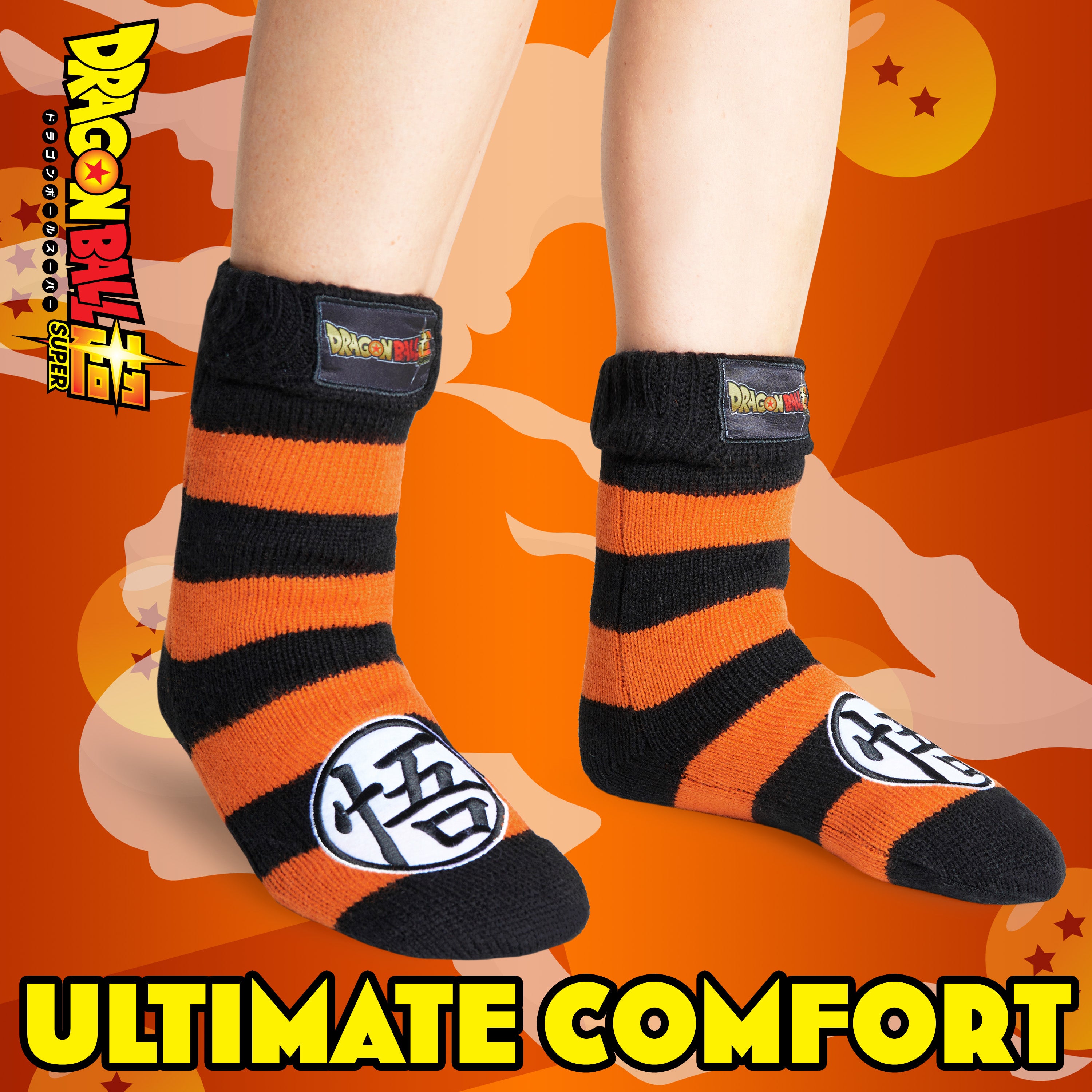 Dragon Ball Z Fluffy Socks for Boys - Black & Orange - Get Trend