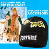 Fortnite Boys and Teenagers Beanie Hat, Warm Cosy Knitted Winter Hat Winter Accessories - Gifts for Gamers Black