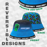 Minecraft Boys Bucket Hat, Sun Hat for Kids Beach Summer Holiday Essentials