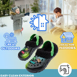 Minecraft Boys Winter Clogs Fleece Lining & Charms, Kids Teens Garden Shoes Slip On with Strap