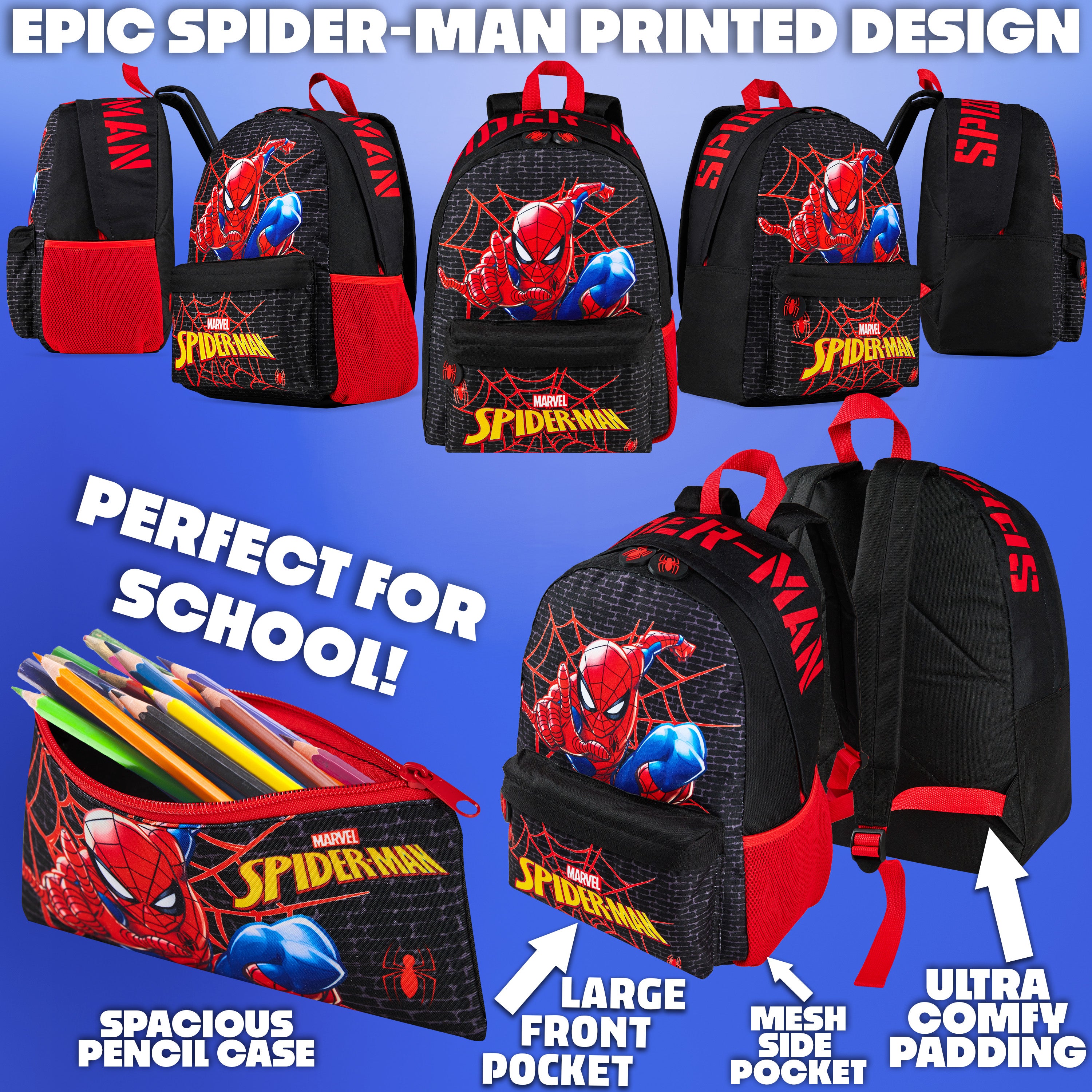 Marvel Spiderman Backpack Set 4 Pcs - Get Trend