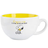 Peanuts Snoopy Coffee Cup Ceramic Mug Cute Cappuccino or Tea Cup for Women Teens Mum Wife Work Office Gifts for Women (White/Yellow Cappuccino, 340ml)