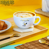 Peanuts Snoopy Coffee Cup Ceramic Mug Cute Cappuccino or Tea Cup for Women Teens Mum Wife Work Office Gifts for Women (White/Yellow Cappuccino, 340ml)