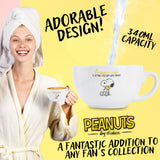 Peanuts Snoopy Coffee Cup Ceramic Mug Cute Cappuccino or Tea Cup for Women Teens Mum Wife Work Office Gifts for Women (White/Yellow Cappuccino, 340ml)