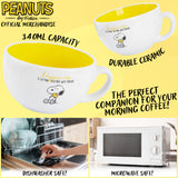 Peanuts Snoopy Coffee Cup Ceramic Mug Cute Cappuccino or Tea Cup for Women Teens Mum Wife Work Office Gifts for Women (White/Yellow Cappuccino, 340ml)