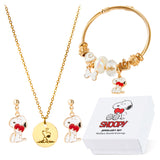 Peanuts Snoopy Girls Jewellery Set 3 Pcs Necklace Earrings Bracelet, Girls Gifts