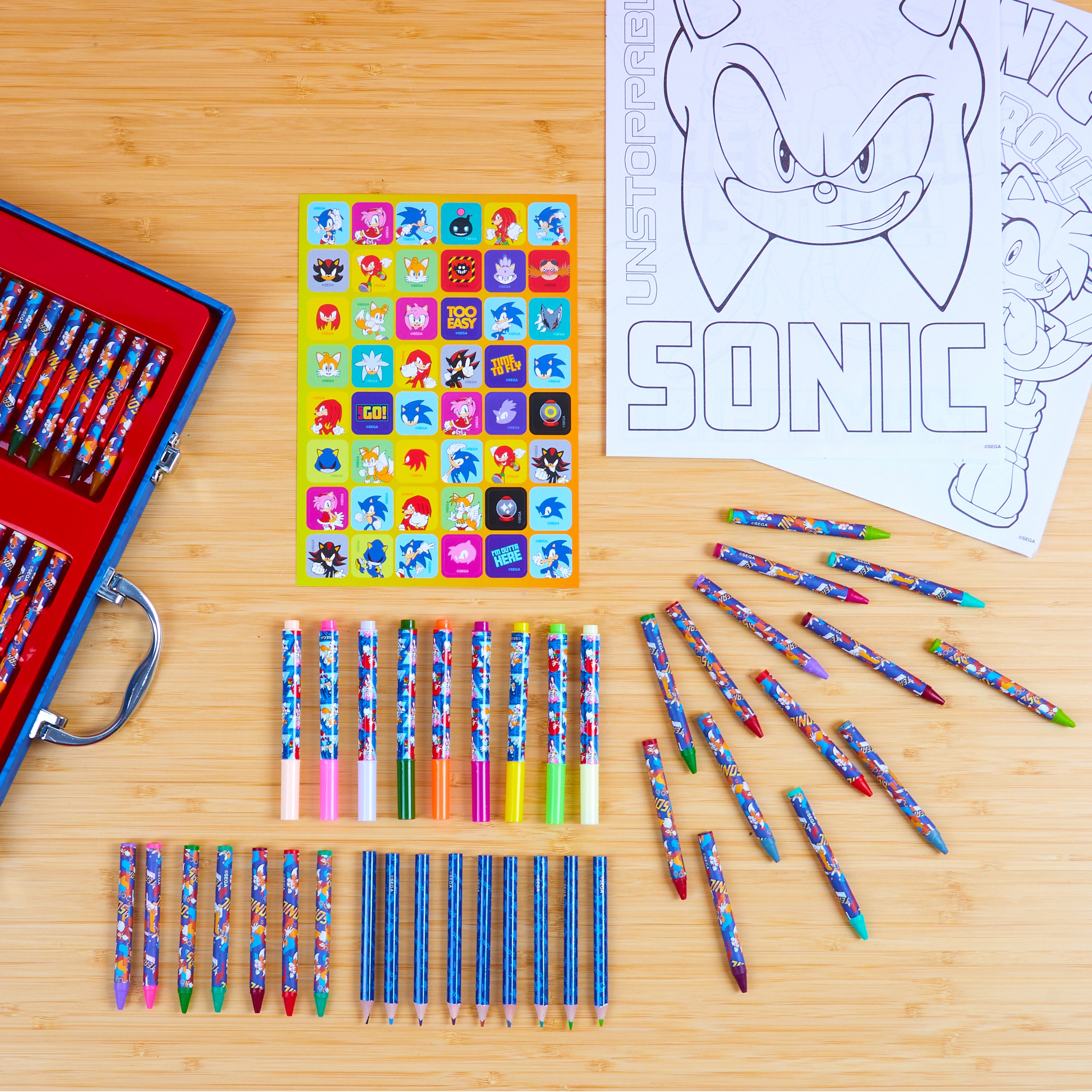 Sonic The Hedgehog Art Set for Kids Art Supplies Colouring Pens Colouring Pencils Crayons - Get Trend