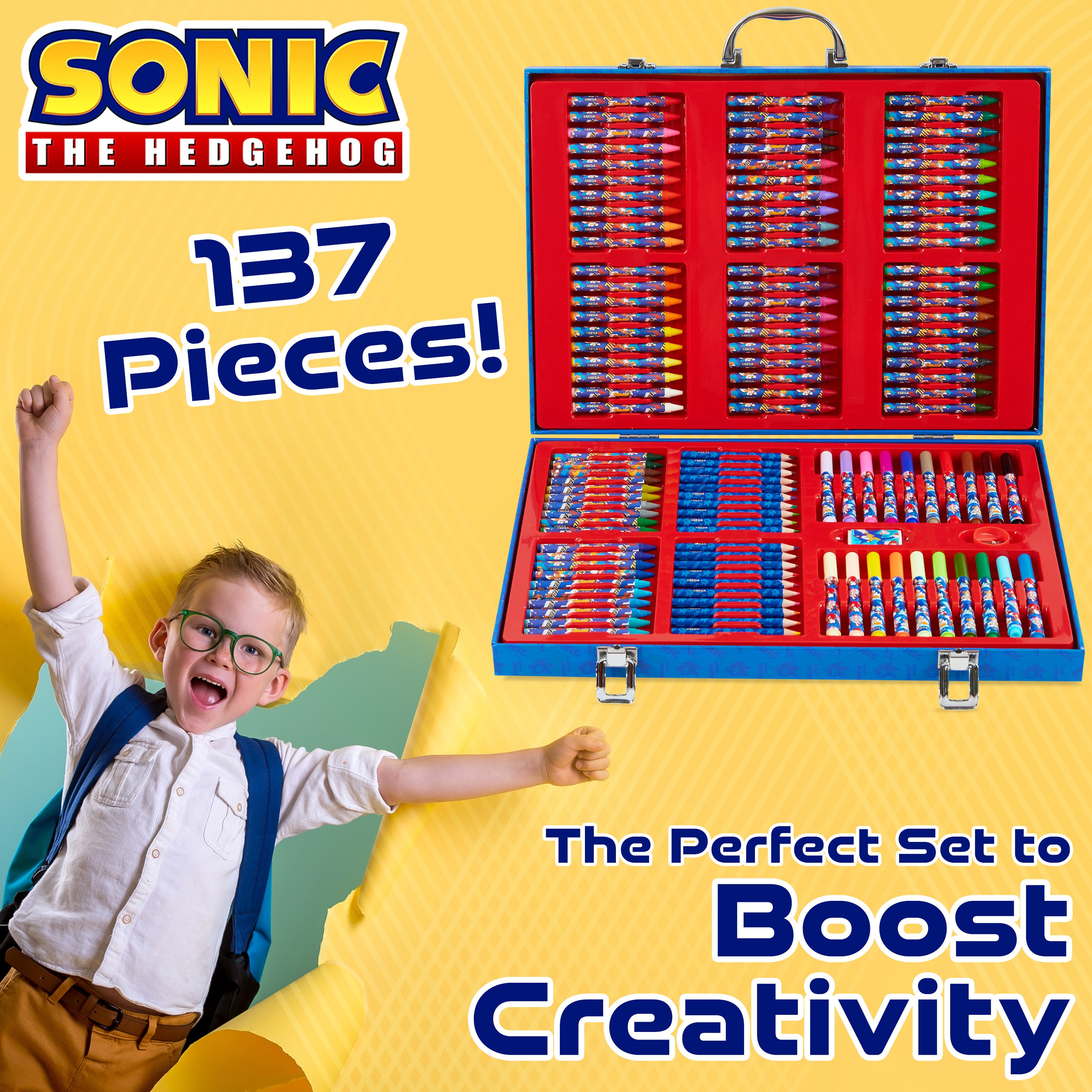 Sonic The Hedgehog Art Set for Kids Art Supplies Colouring Pens Colouring Pencils Crayons - Get Trend