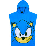 SONIC THE HEDGEHOG Beach Towel with Hood for Kids Changing Robe Cotton Gamer Poncho Towel for Bath Shower Swimming Beach Holiday Essentials