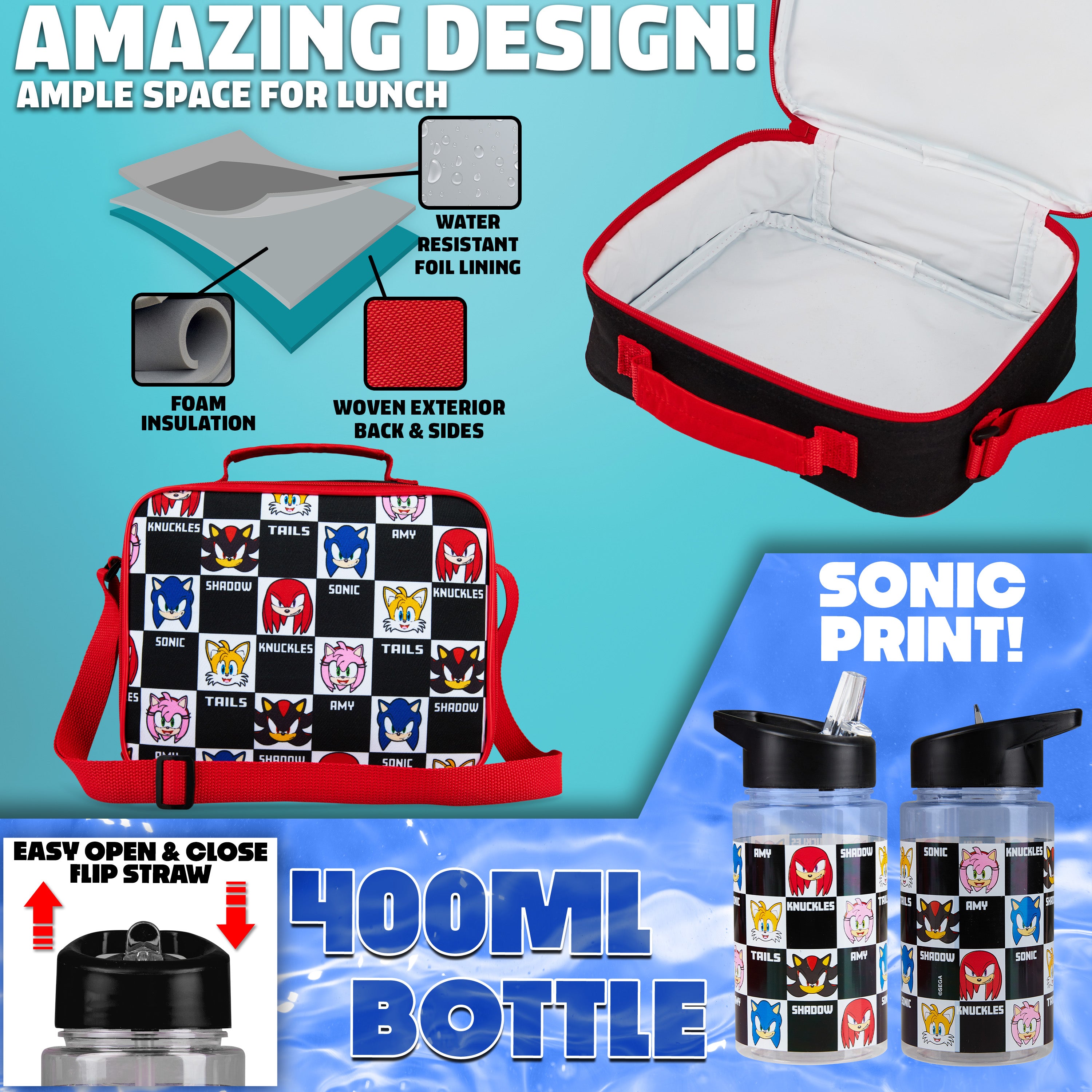 SONIC THE HEDGEHOG Backpack Set 4 Pcs - Get Trend