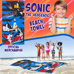 Sonic The Hedgehog Towel for Kids Teenagers Soft Absorbent Bath Shower Swimming Beach Towel Quick Dry 100% Cotton Shadow Holiday Essentials 140 x 70cm (Multi, 70x140cm) - Get Trend
