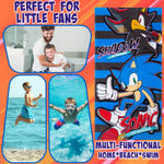 Sonic The Hedgehog Towel for Kids Teenagers Soft Absorbent Bath Shower Swimming Beach Towel Quick Dry 100% Cotton Shadow Holiday Essentials 140 x 70cm (Multi, 70x140cm) - Get Trend