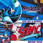Sonic The Hedgehog Towel for Kids Teenagers Soft Absorbent Bath Shower Swimming Beach Towel Quick Dry 100% Cotton Shadow Holiday Essentials 140 x 70cm (Multi, 70x140cm) - Get Trend