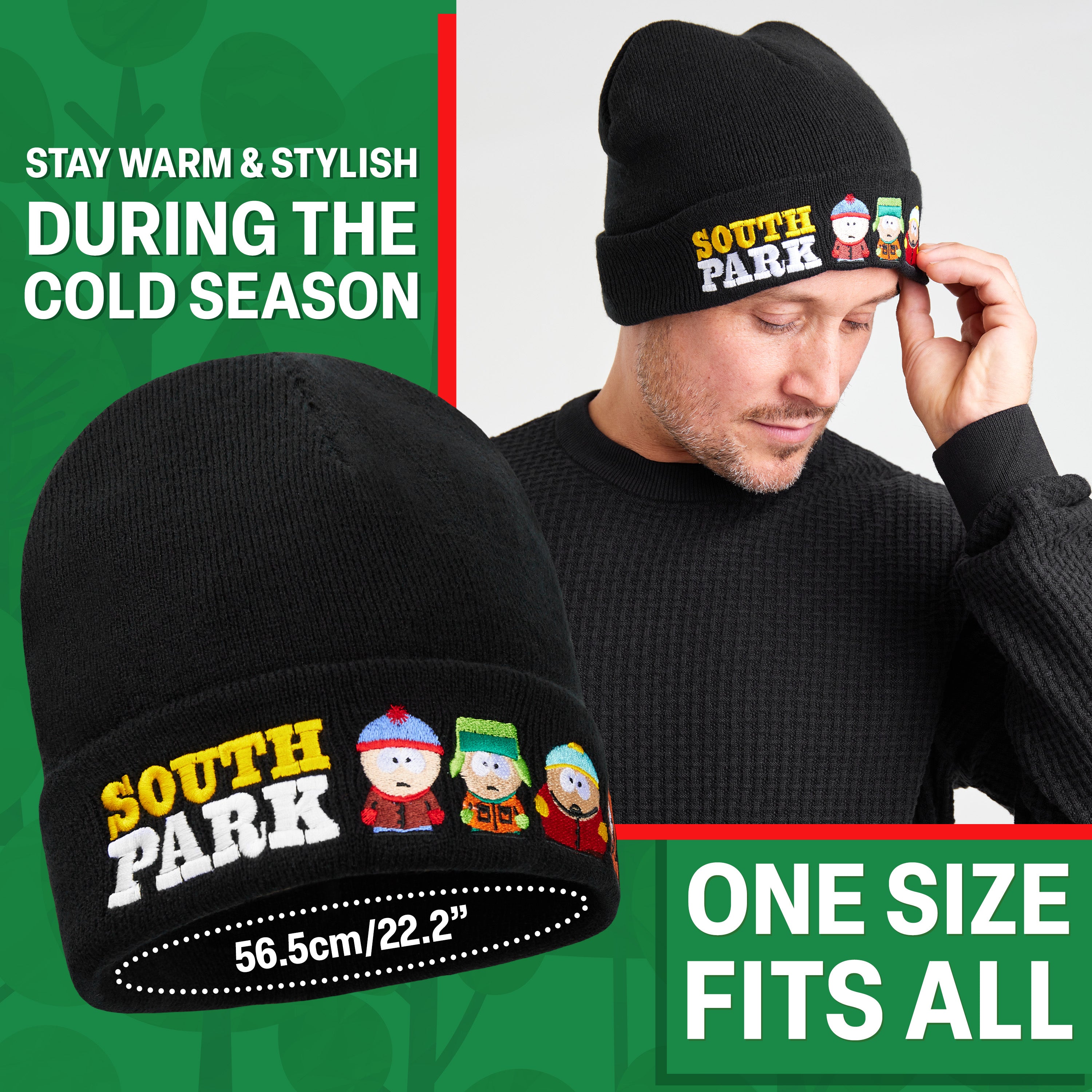 South Park Mens Beanie Hat, Winter Accessories - Gifts for Him Black - Get Trend