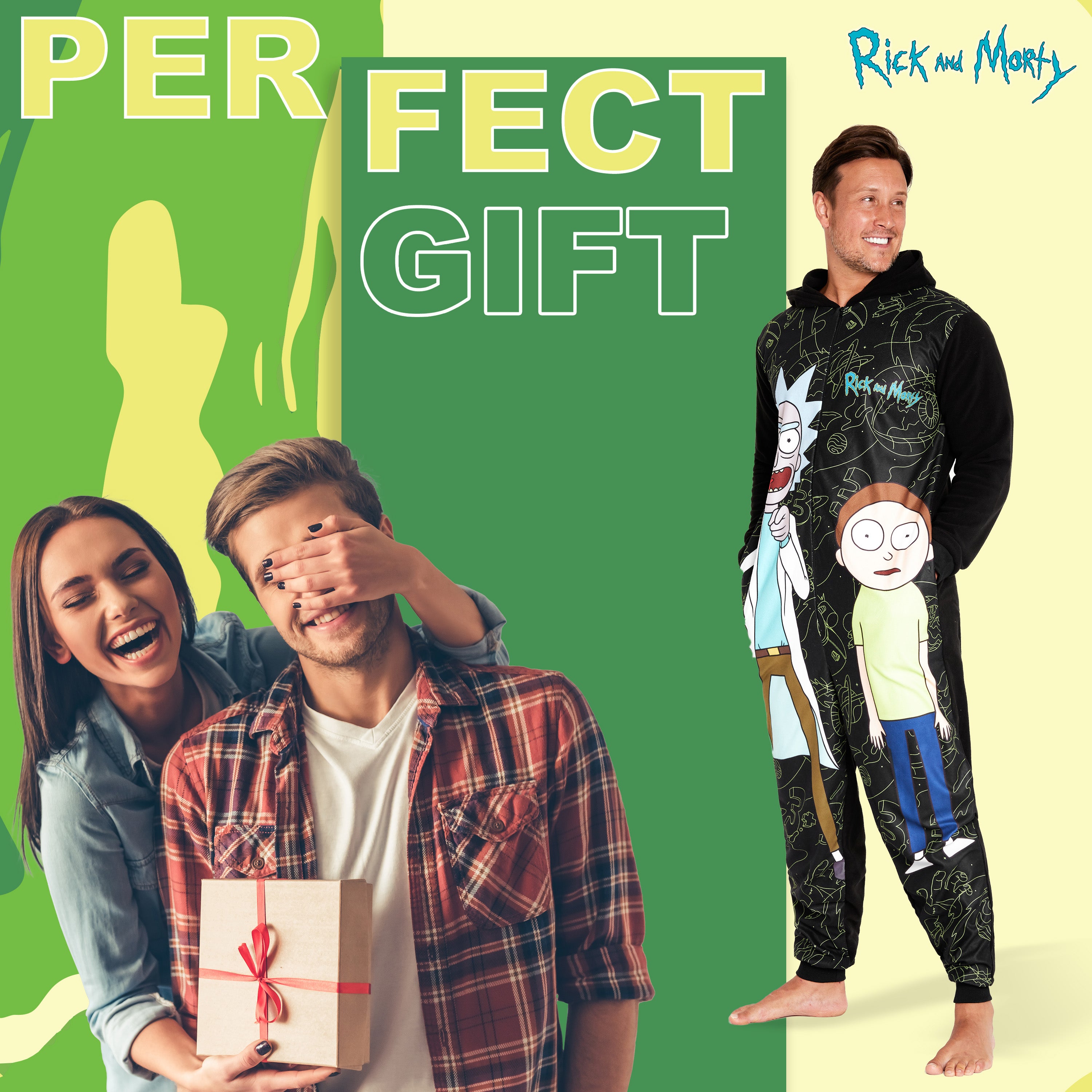 RICK AND MORTY Fleece Jumpsuit für Herren, Teenagers - Einteiler Flauschiger Onesie - Winter RICK AND MORTY Fleece Jumpsuit für Herren, Teenagers - Einteiler Flauschiger Onesie - Winter