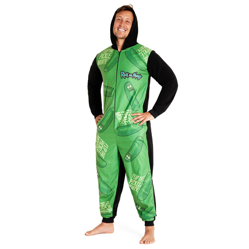 RICK AND MORTY Adult Onesie for Men - Black/Green